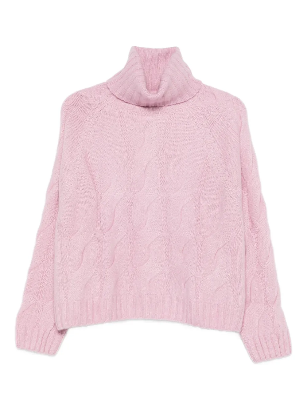 Allude Cable-knit Roll-neck Sweater In Pink