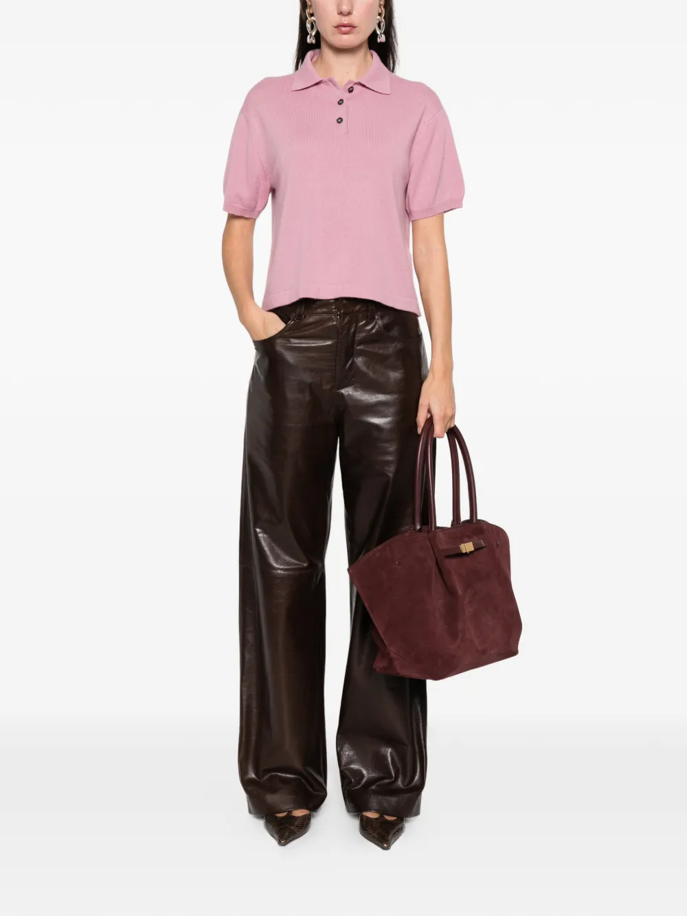 Allude buttoned polo top - Roze