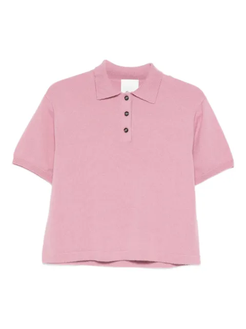 Allude buttoned polo top