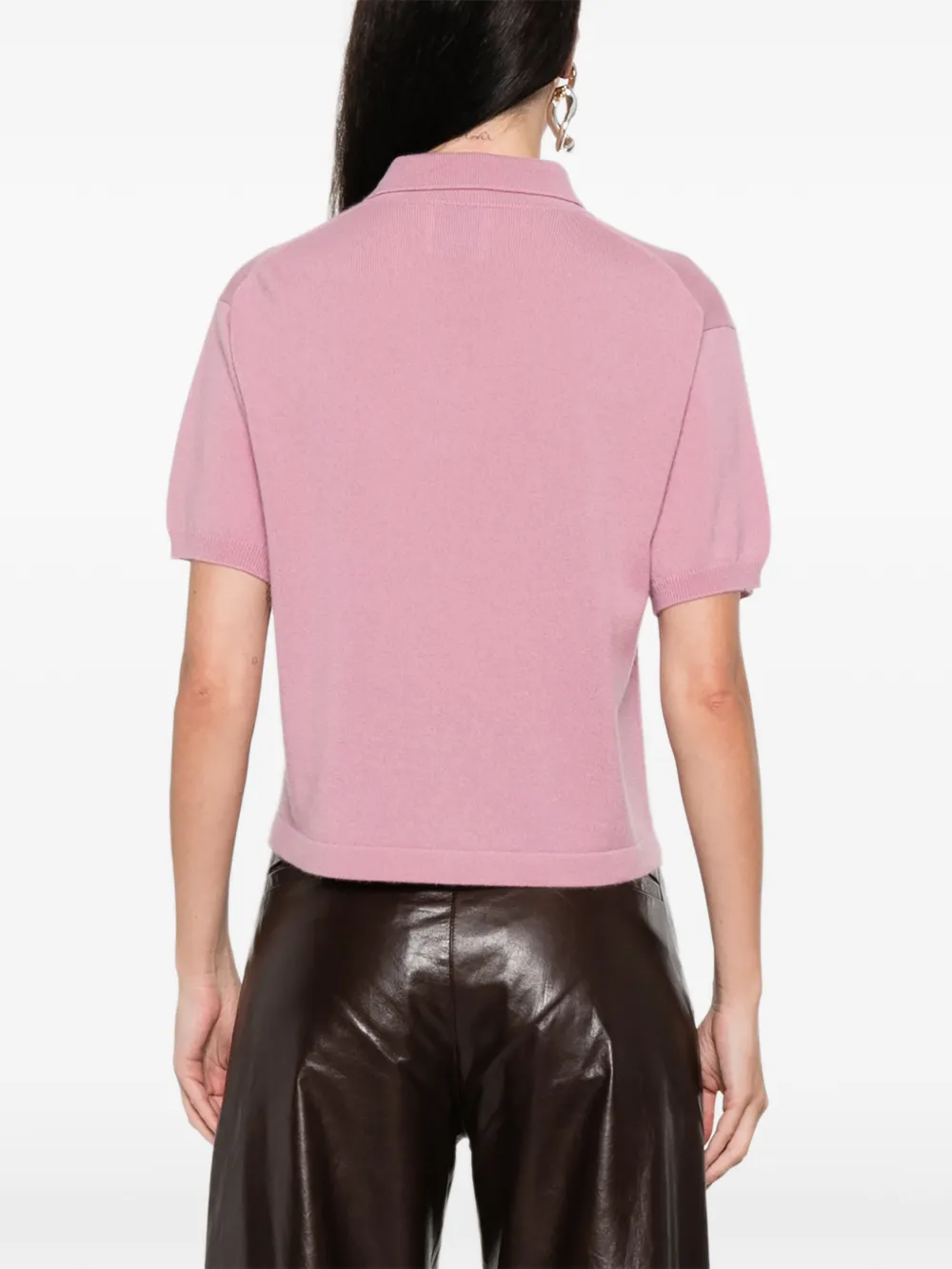 Allude Buttoned Polo Top In Pink