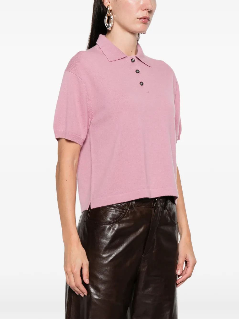 Allude Buttoned Polo Top In Pink