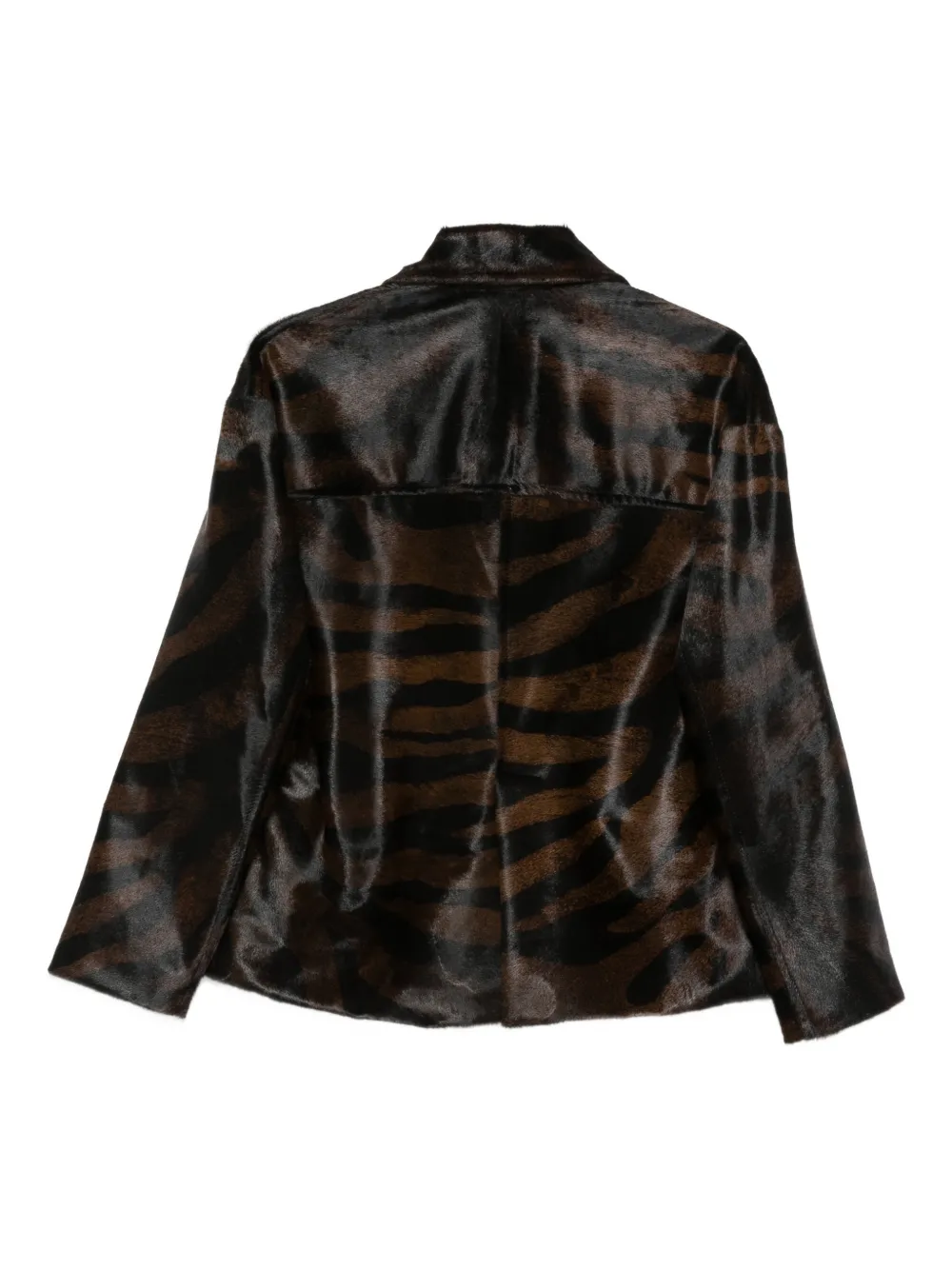 Santoro Flap-pocket Animal-print Leather Jacket In Black