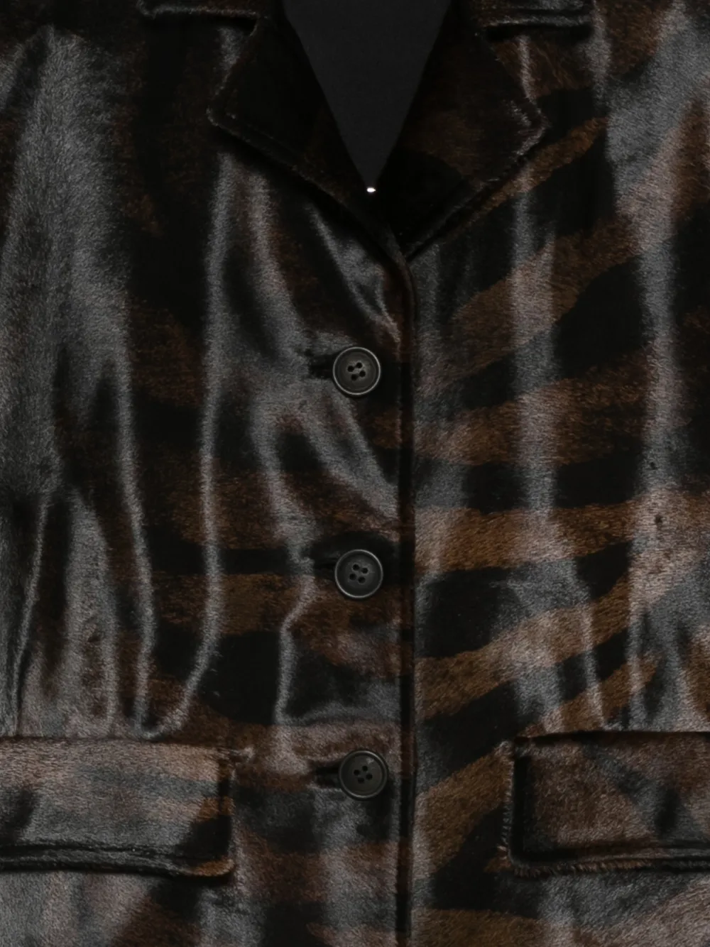 Santoro Flap-pocket Animal-print Leather Jacket In Black