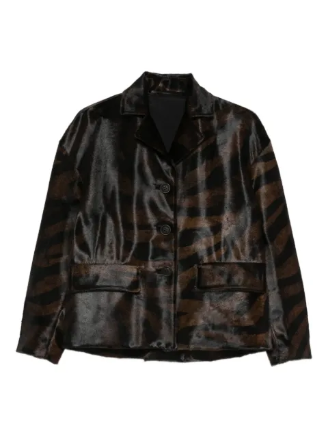Santoro flap-pocket animal-print leather jacket