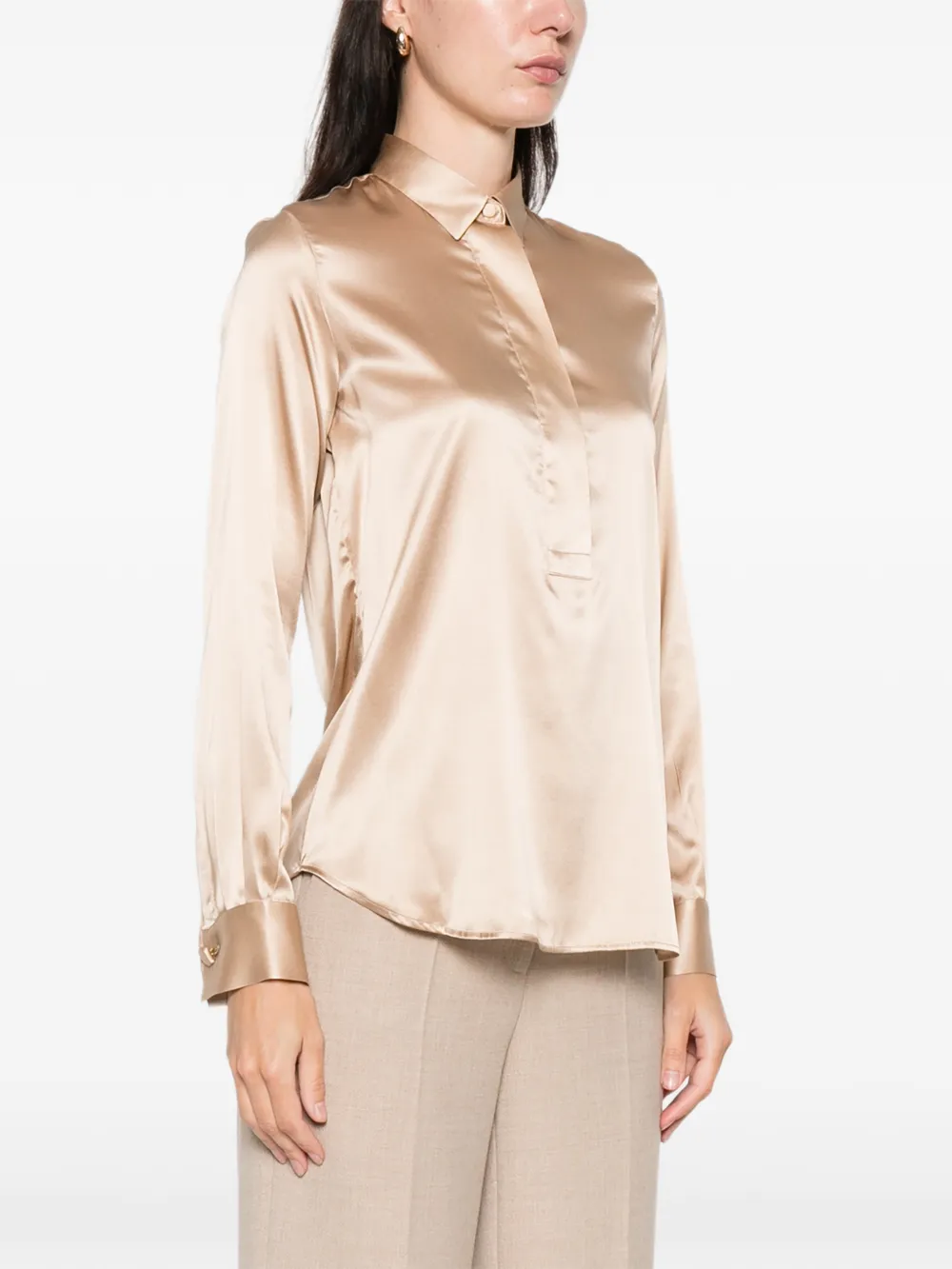 Guglielminotti Buttoned Long-sleeved Top In Gold