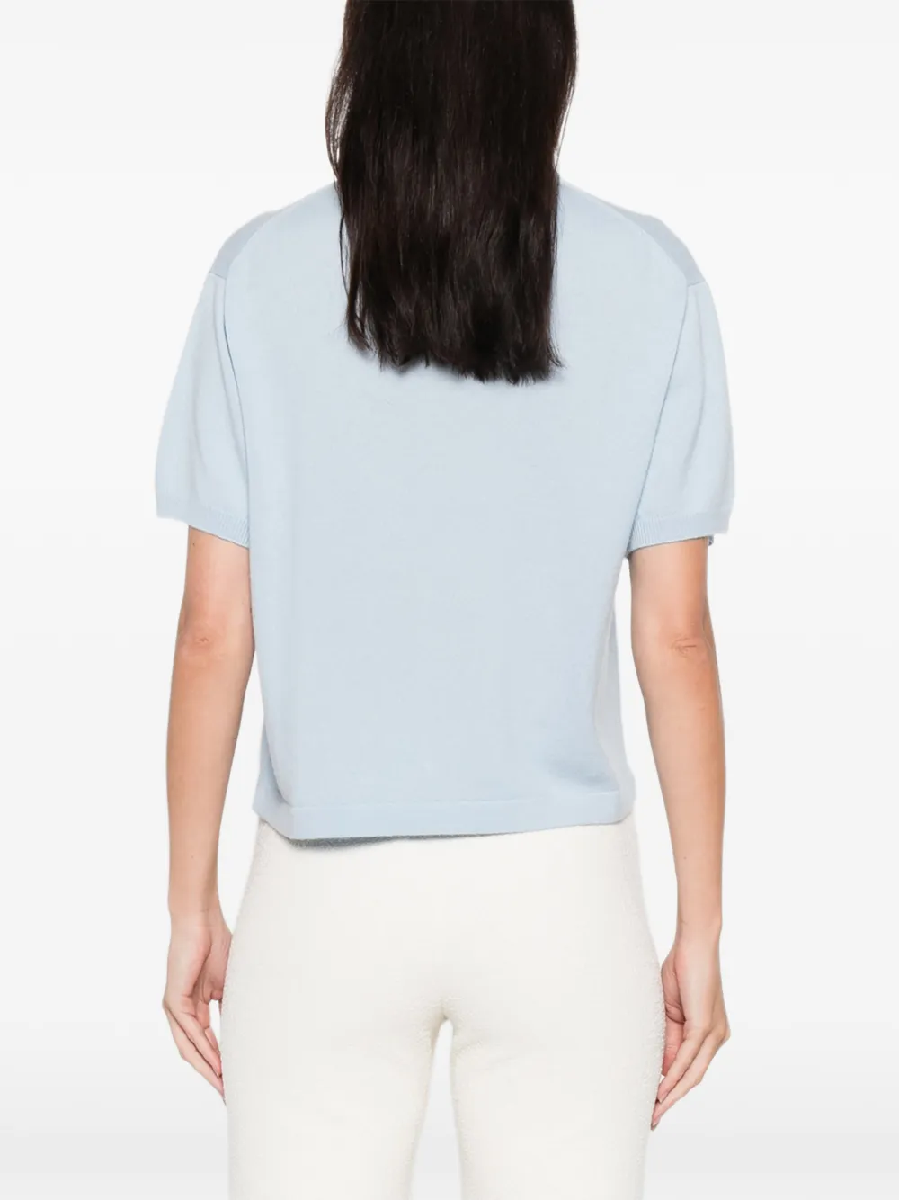 Allude cashmere buttoned polo top Blauw