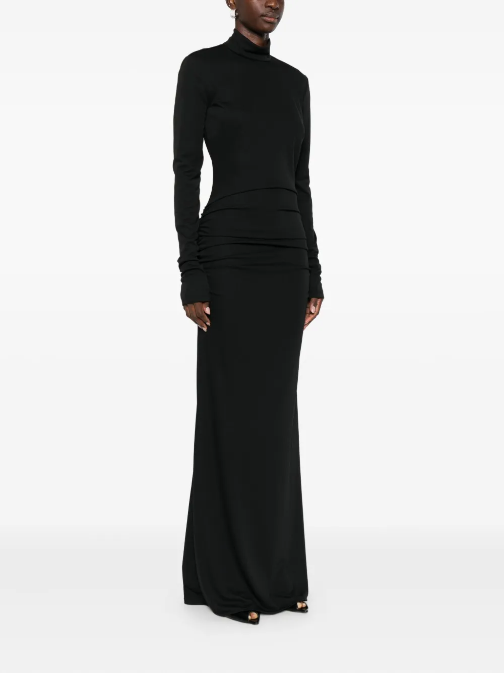 Aniye By Roll-neck Gathered Dress In Black