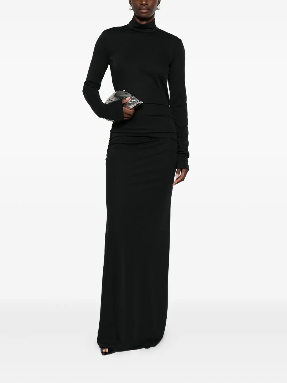 Aniye By roll-neck gathered dress - Zwart