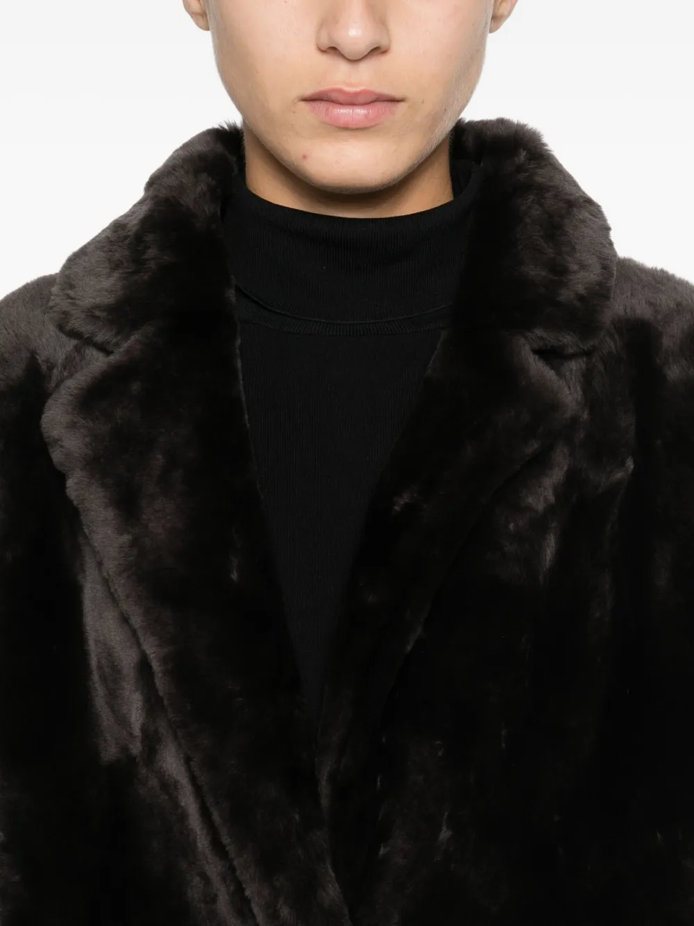 Yves Salomon Jas met gekerfde kraag Bruin