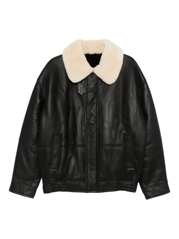Yves Salomon Shearling-collar Jacket in Black