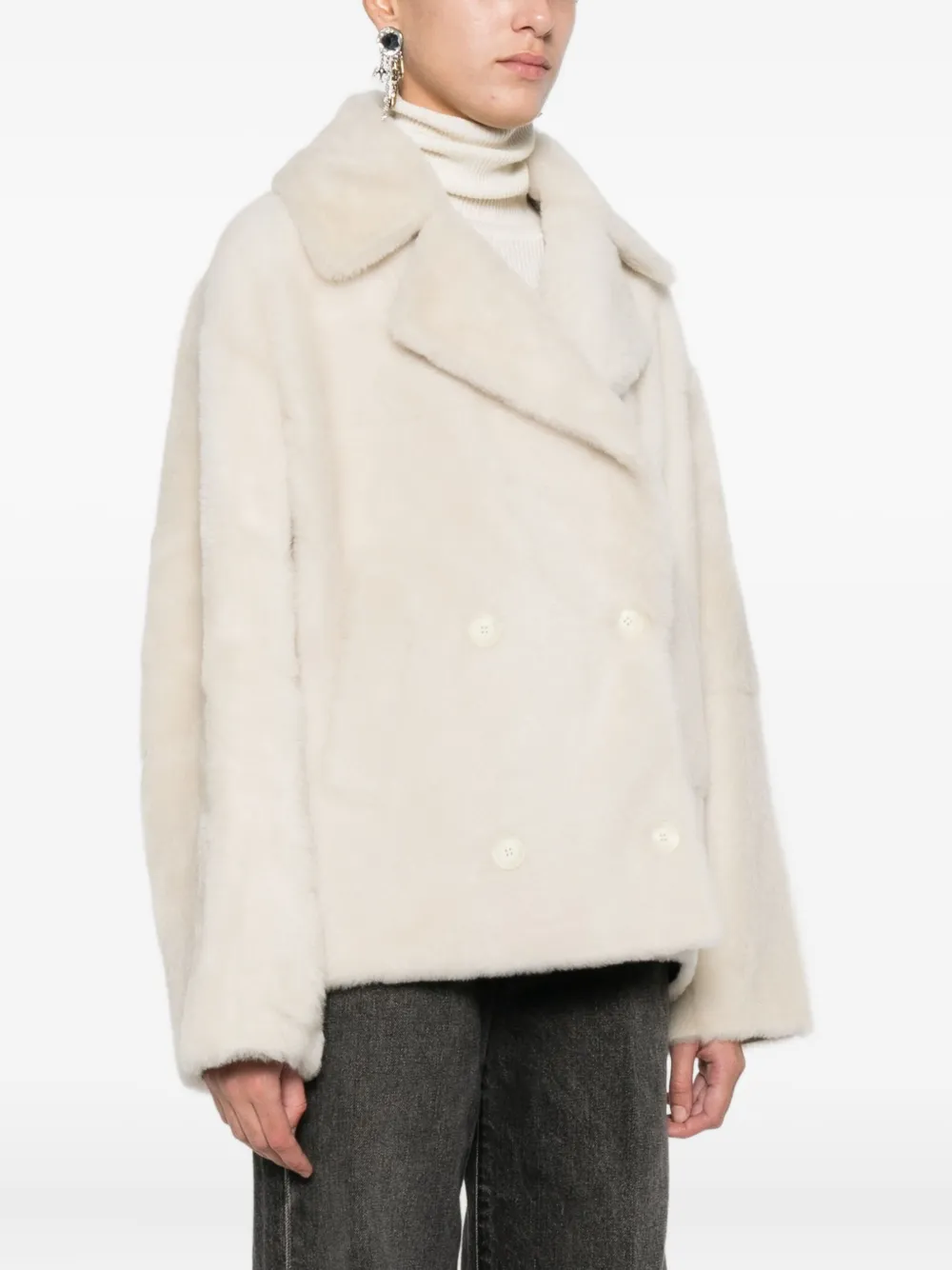 Yves Salomon Jack met dubbele rij knopen Wit