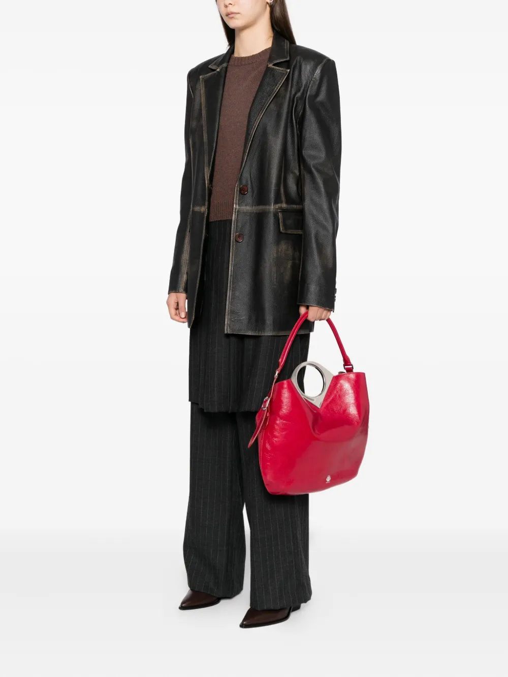 Bally Schoudertas met ring handgreep - Rood