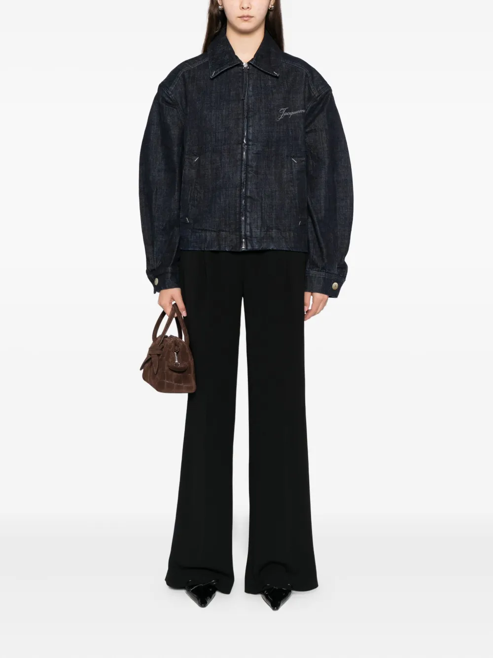 Jacquemus Denim jack met logo Goud