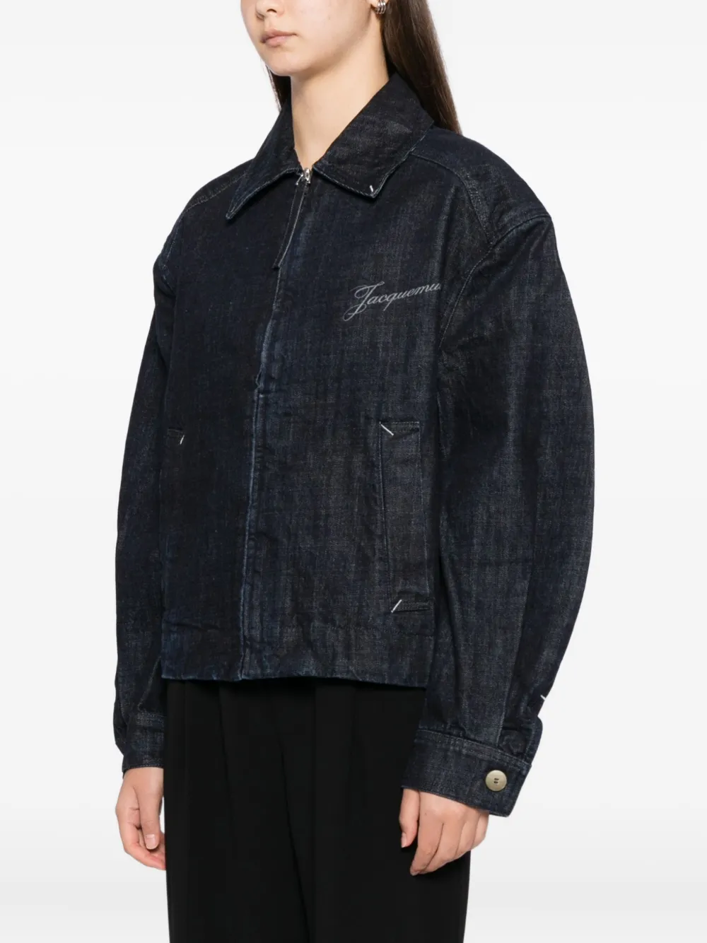 Jacquemus Denim jack met logo Goud
