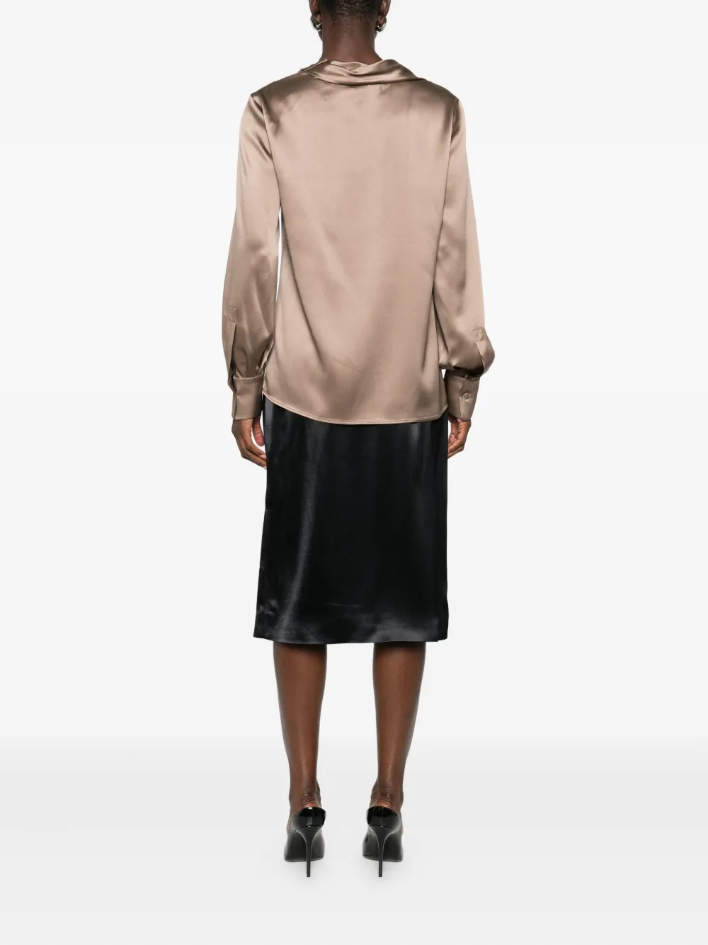 Max Mara Silk-satin Blouse In Neutral