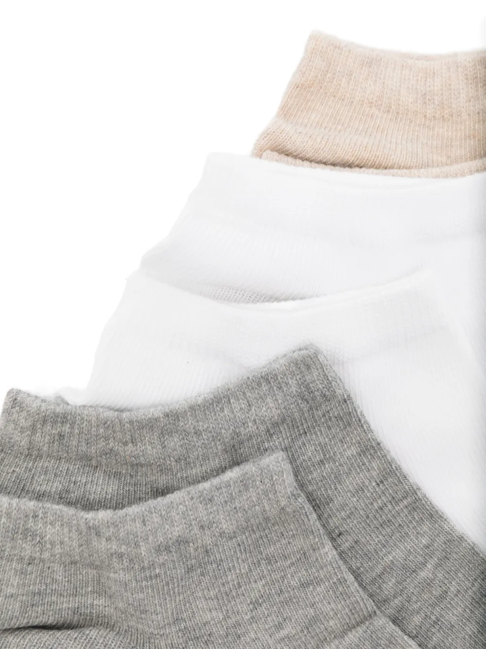 Marc O'Polo Drie paar sokken met geribbelde afwerking Beige