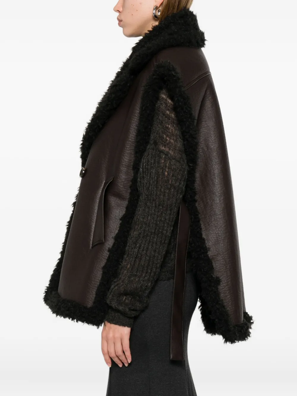 Rame Fur-trim Belted Jacket In Brown