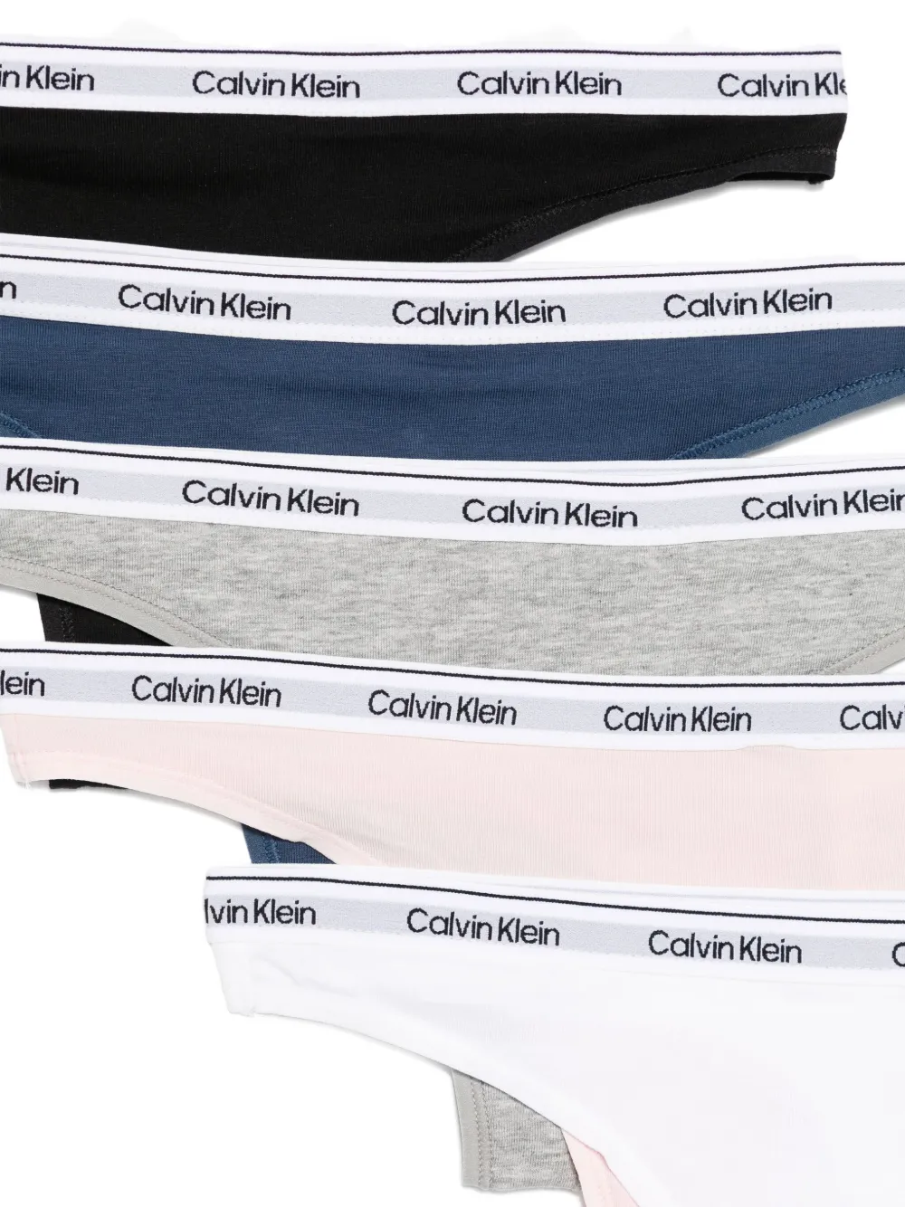 Calvin Klein Logo Thongs (set Of Five) In Multi