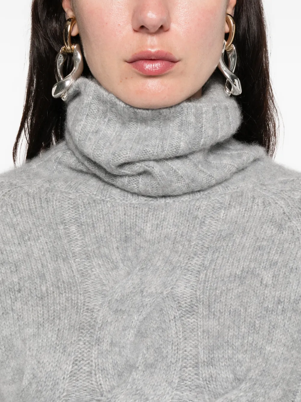 Allude Cable-knit Roll-neck Sweater In Gray