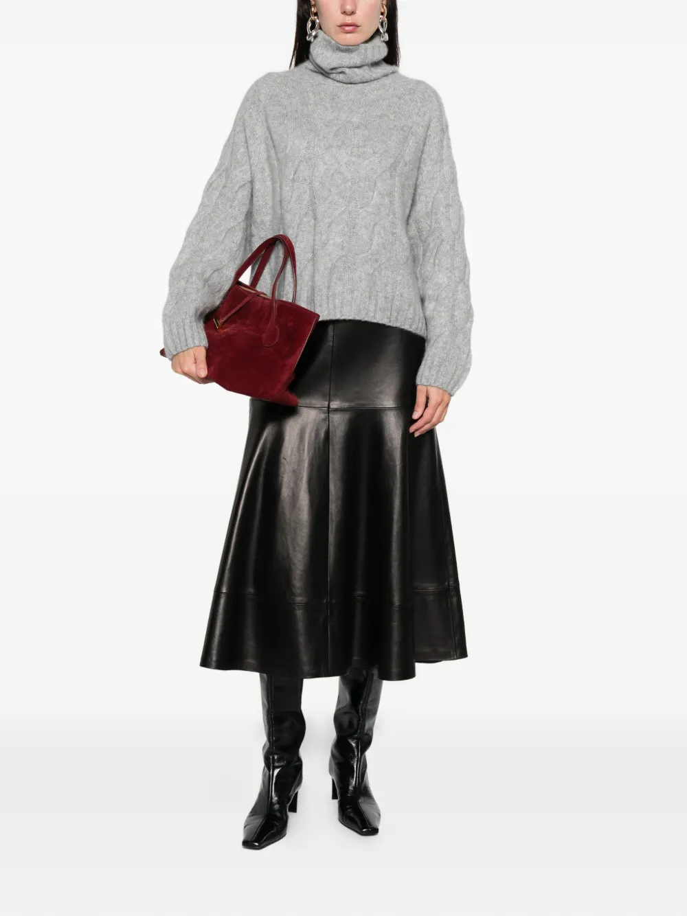 Allude Cable-knit Roll-neck Sweater In Gray