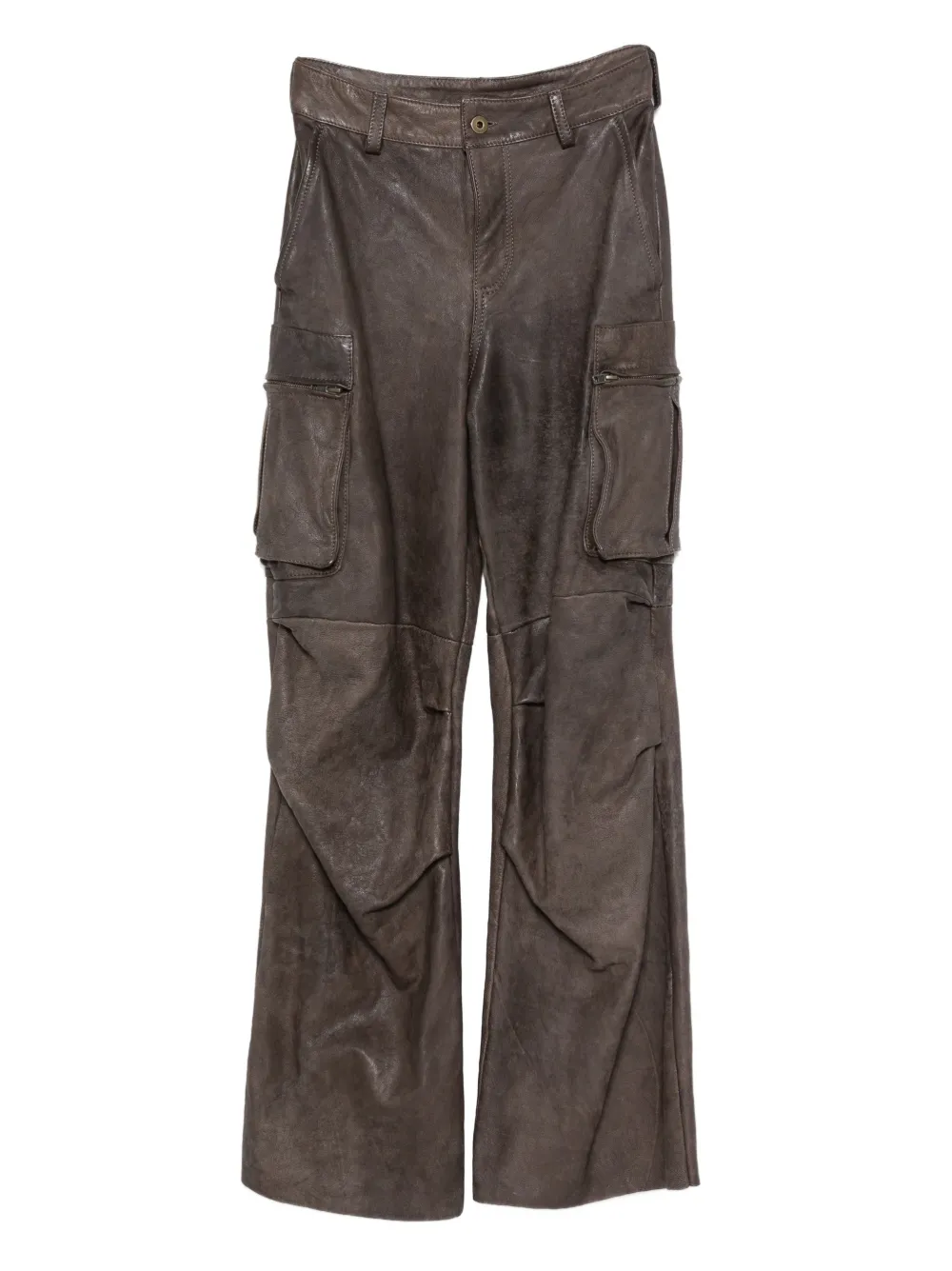 Santoro Zip-pocket Leather Trousers In Multi