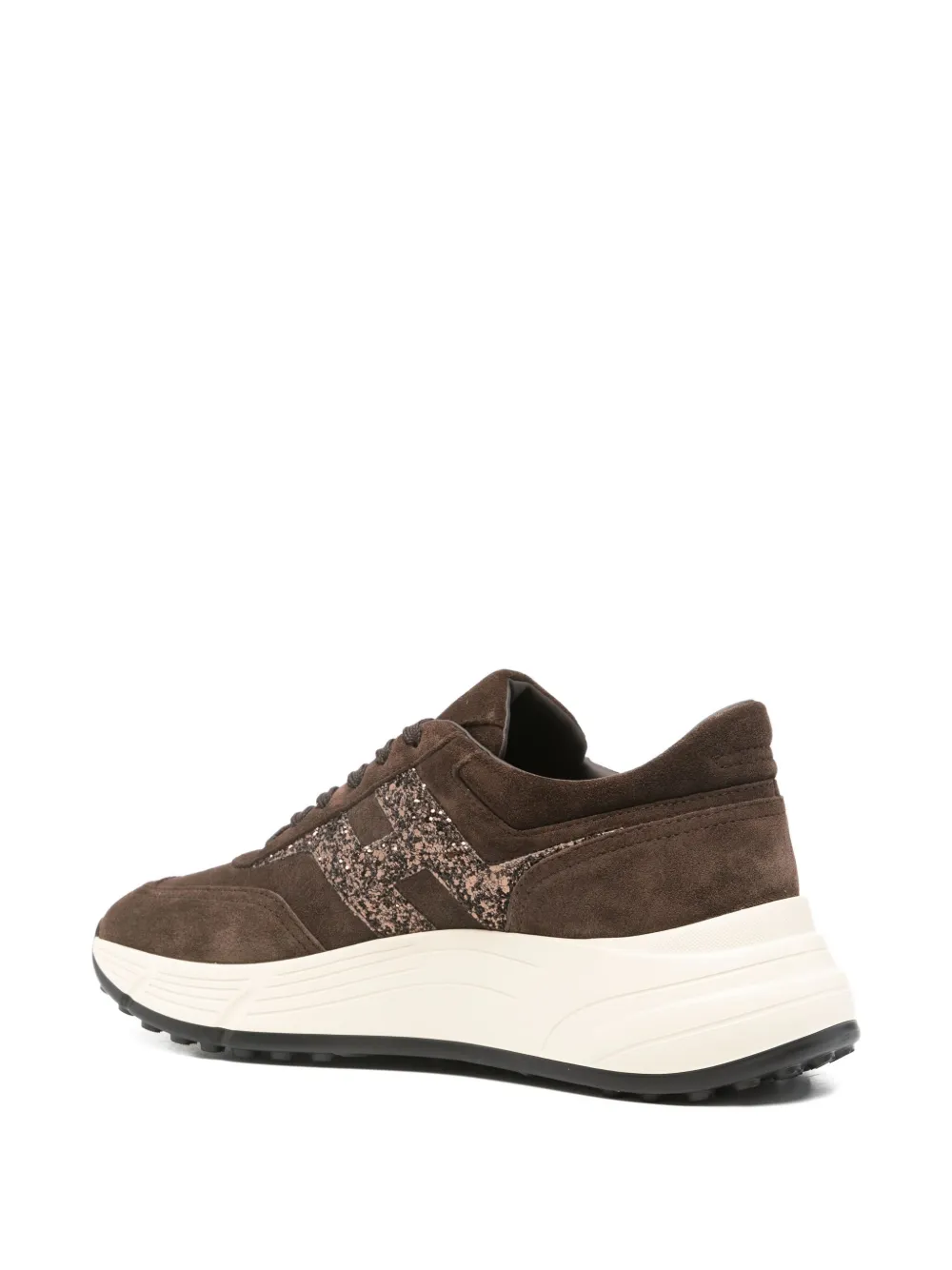 Hogan Glitter Logo Trainers In Brown