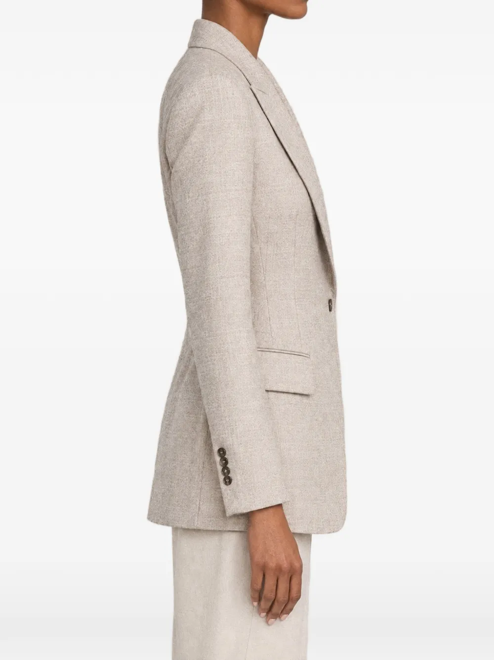 Brunello Cucinelli single-breasted wool blazer Beige