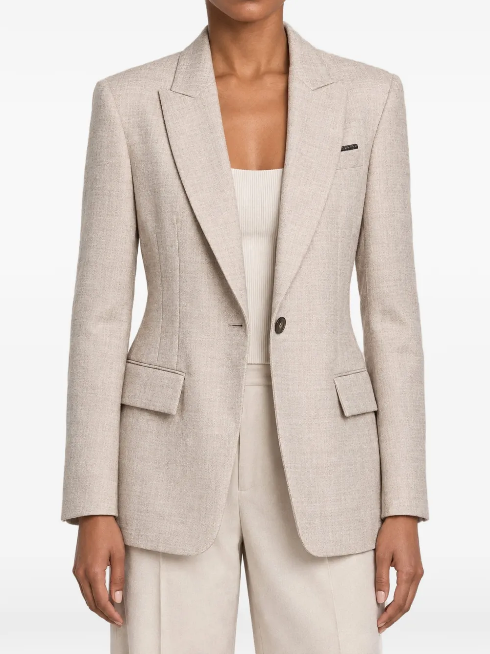 Brunello Cucinelli single-breasted wool blazer Beige