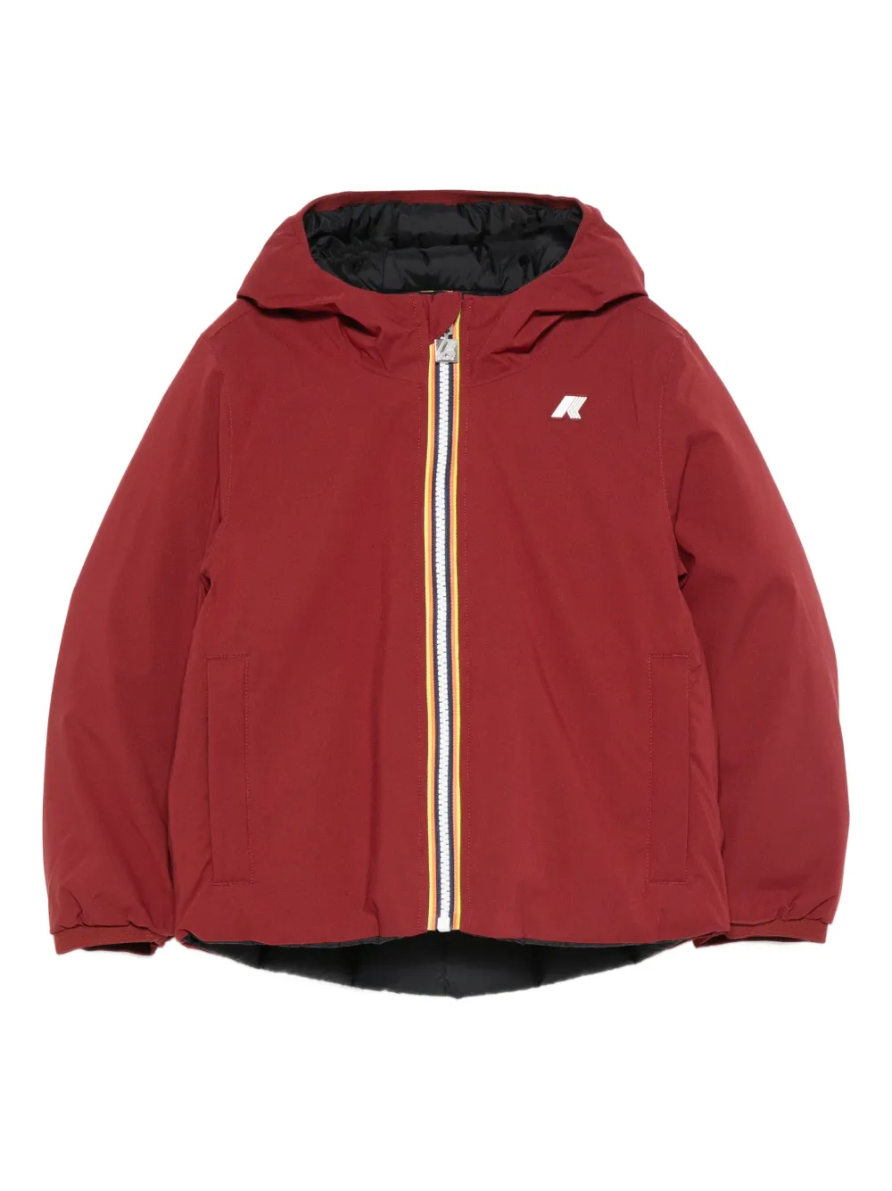 K Way Kids reversible hooded zip-up padded jacket | Red | Image 1