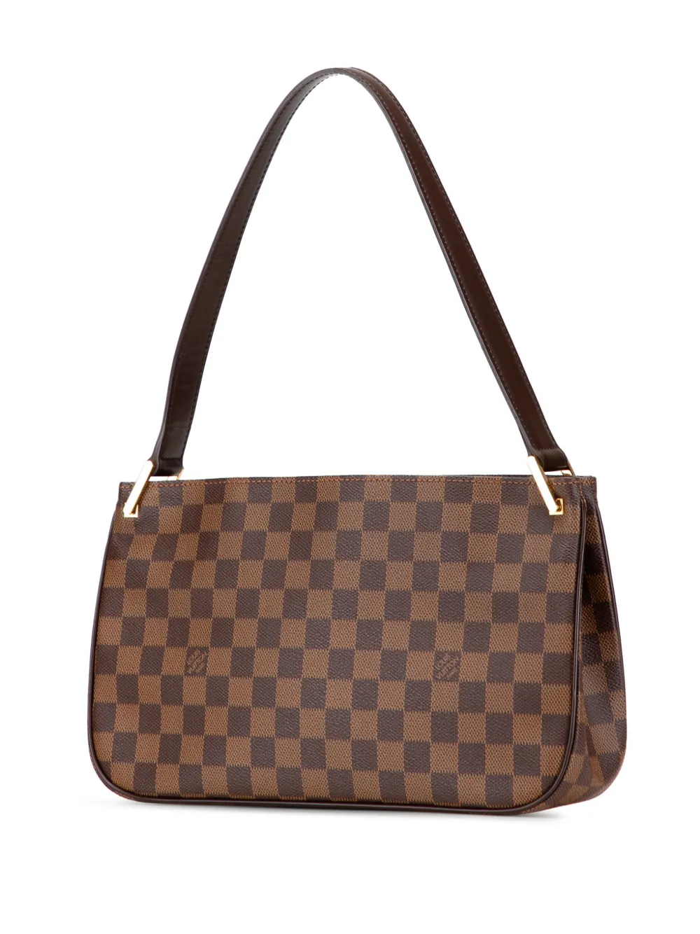 Pre-owned Louis Vuitton 2000-2010 Damier Ebene Aubagne Shoulder Bag In Brown