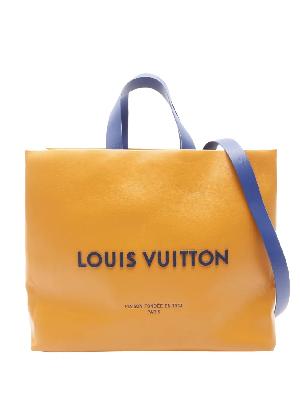 Pre-owned Louis Vuitton 2021-2025 Calfskin Shopper Tote Mm Satchel In Yellow