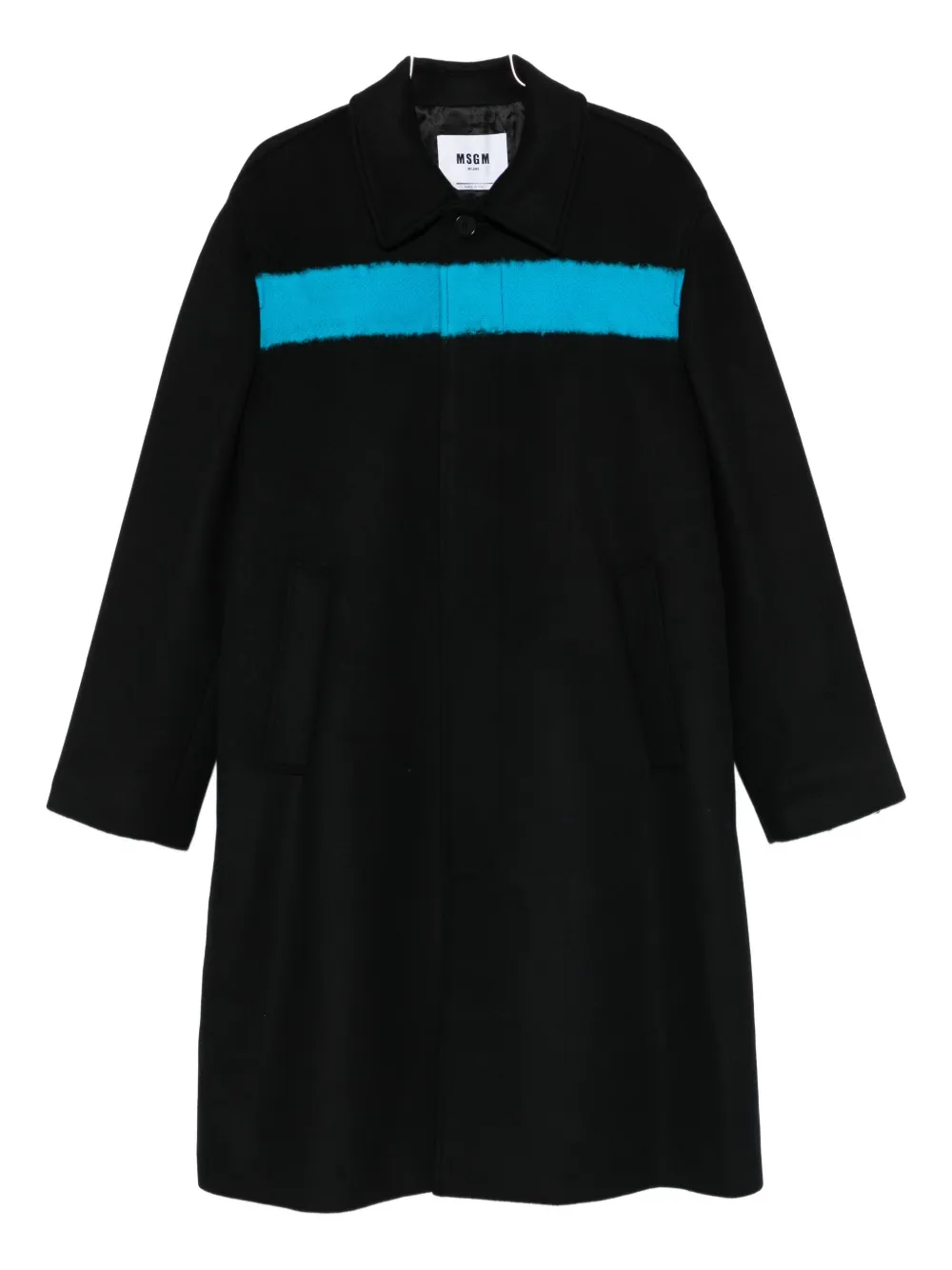 MSGM stripe-detail single-breasted coat | Black | Image 1