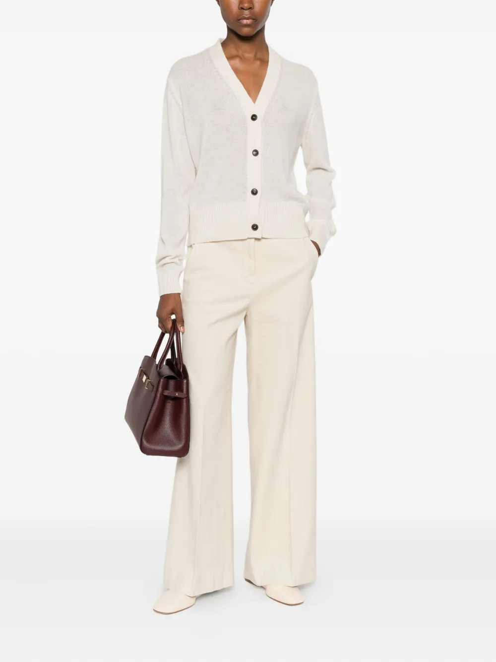 Incotex pressed-crease wide-leg trousers - Beige