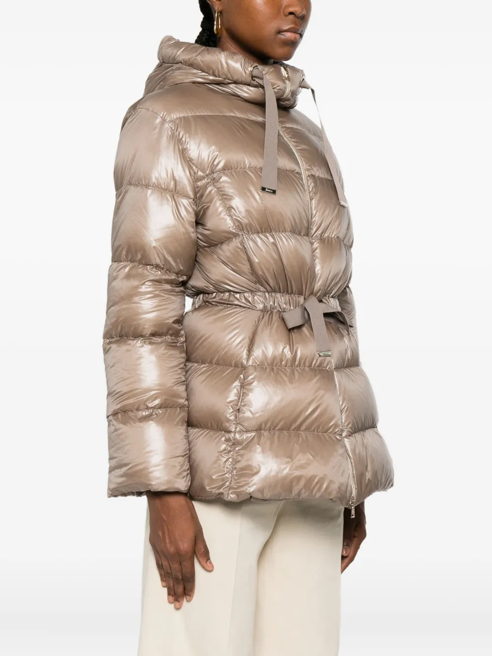 Herno Hooded Down Jacket In Brown