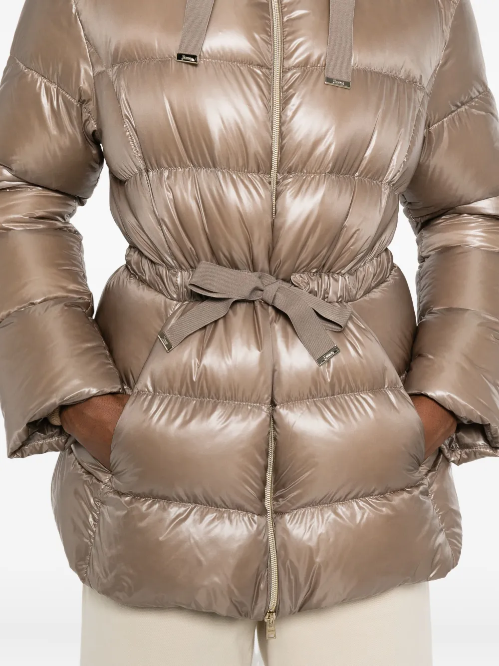 Herno Hooded Down Jacket In Brown