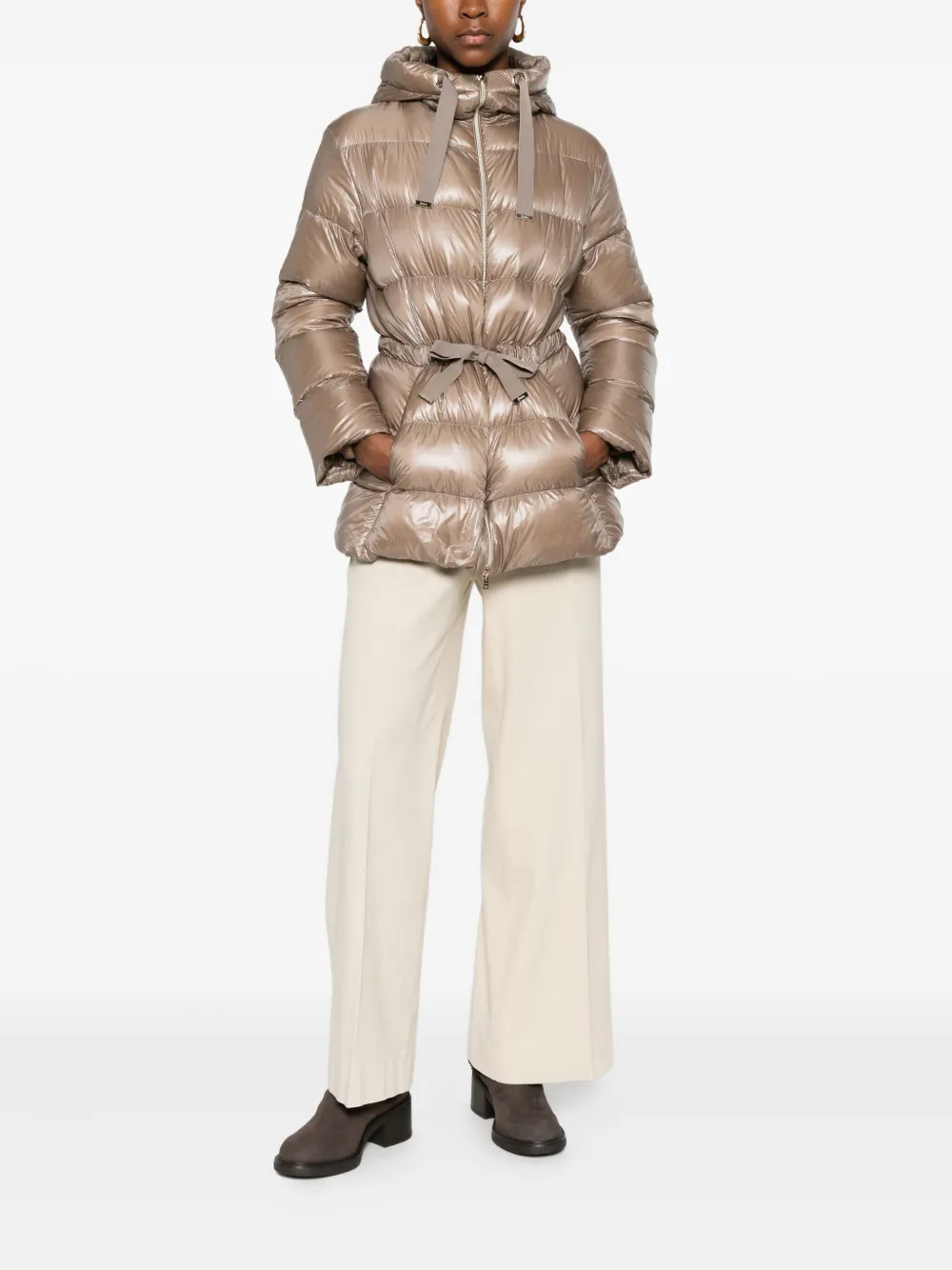 Herno Hooded Down Jacket In Brown