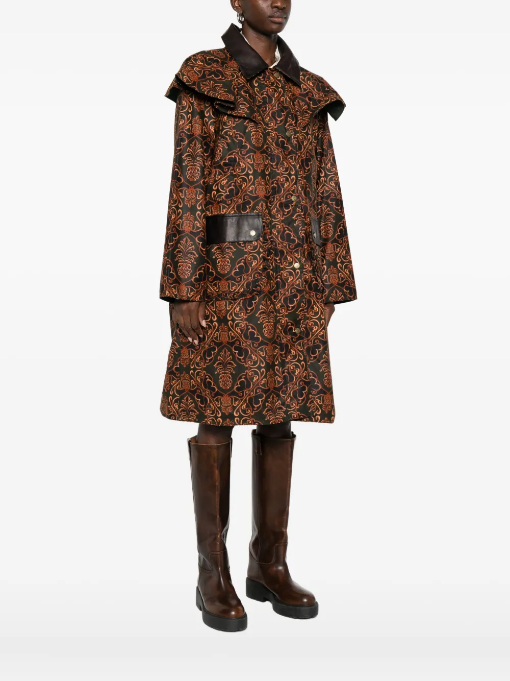 Farm Rio X Barbour Luana Waxed Coat In Brown