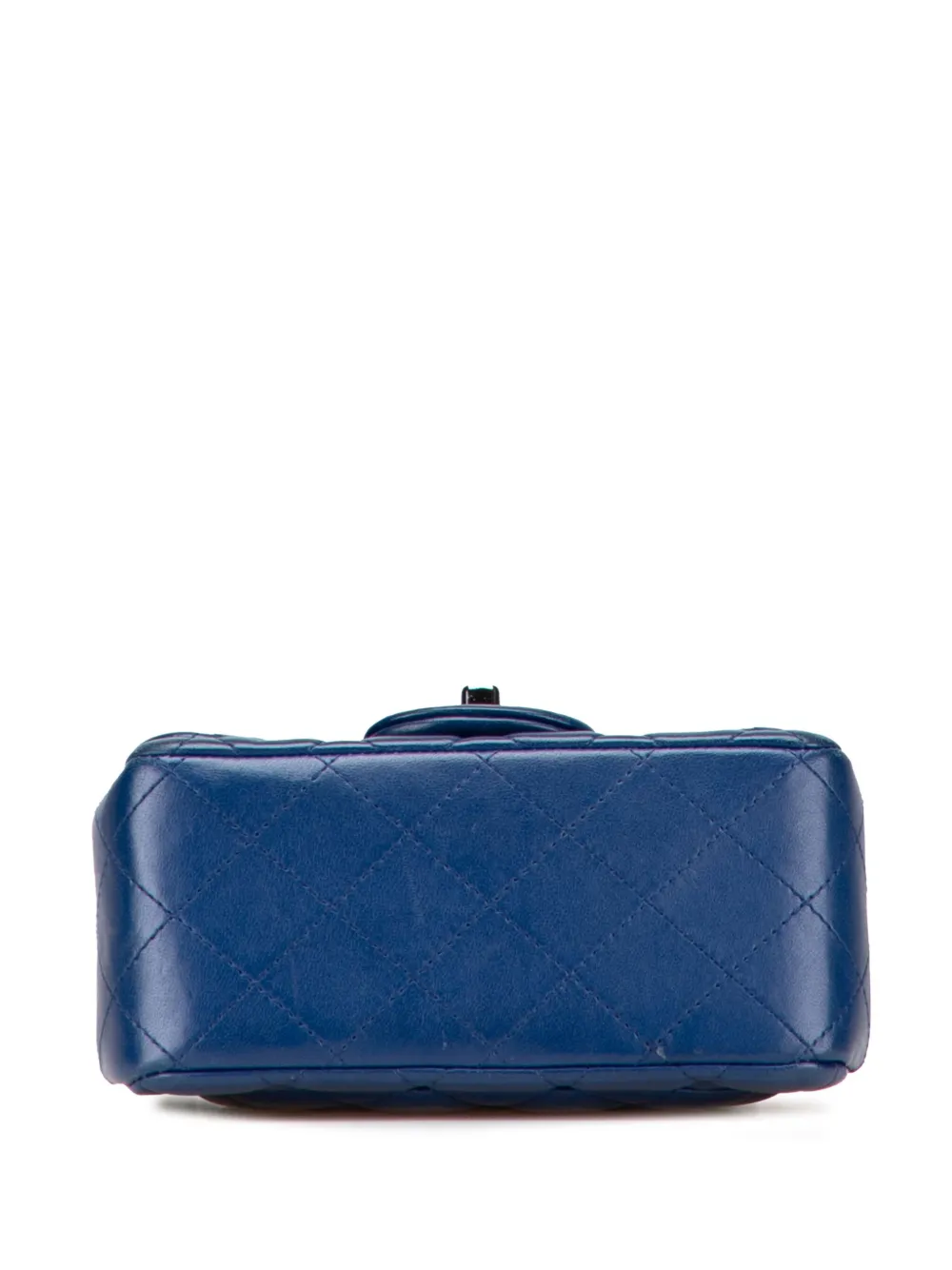 Pre-owned Chanel 2016-2017 Mini Square Classic Lambskin Single Flap Crossbody Bag In Blue