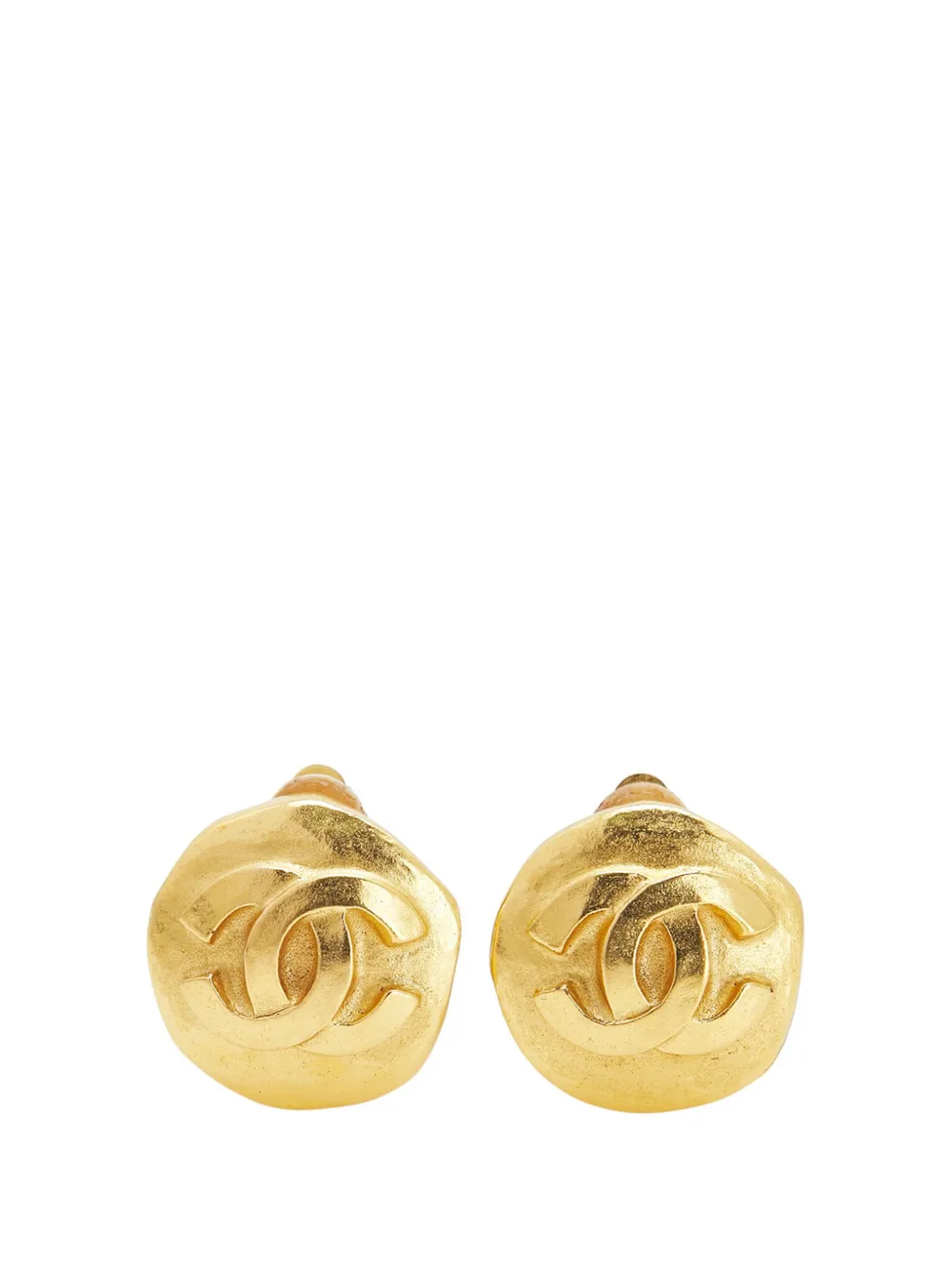 CHANEL Pre-Owned 1995 ゴールドプレーテッド ココマーク ラウンド クリップオン コスチューム イヤリング -
