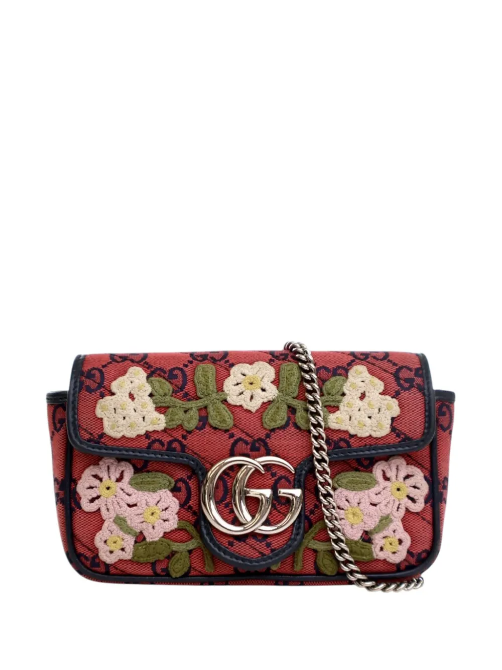Gucci Pre-Owned 2016-2025 Limited Edition Super Mini GG Marmont Embroidered Matelasse Canvas Flap crossbody bag | Red | Image 1
