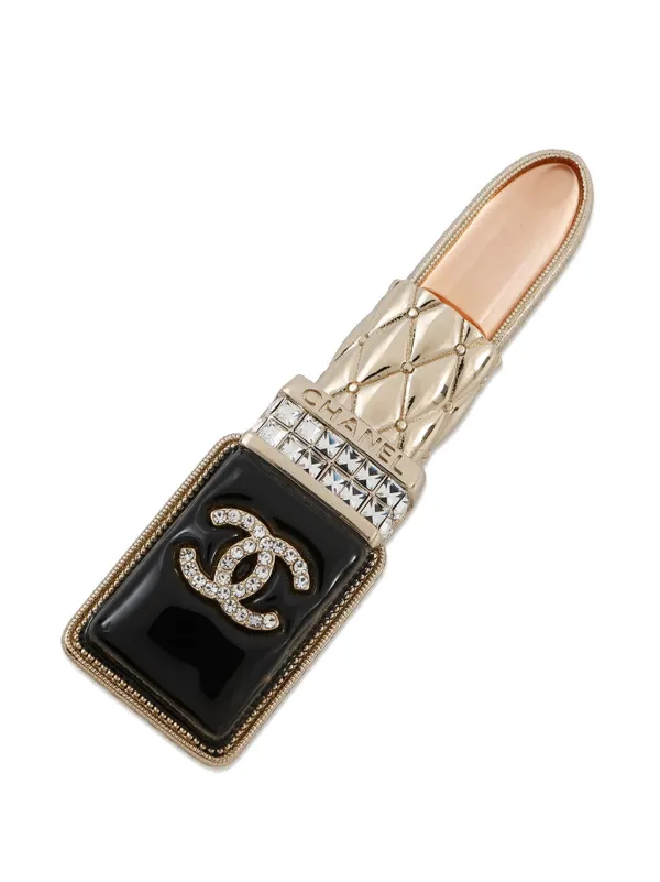 CHANEL Pre-Owned 2010-2025 Gold Plated Resin Crystal Lipstick Brooch  Costume Brooch Gold FARFETCH AE