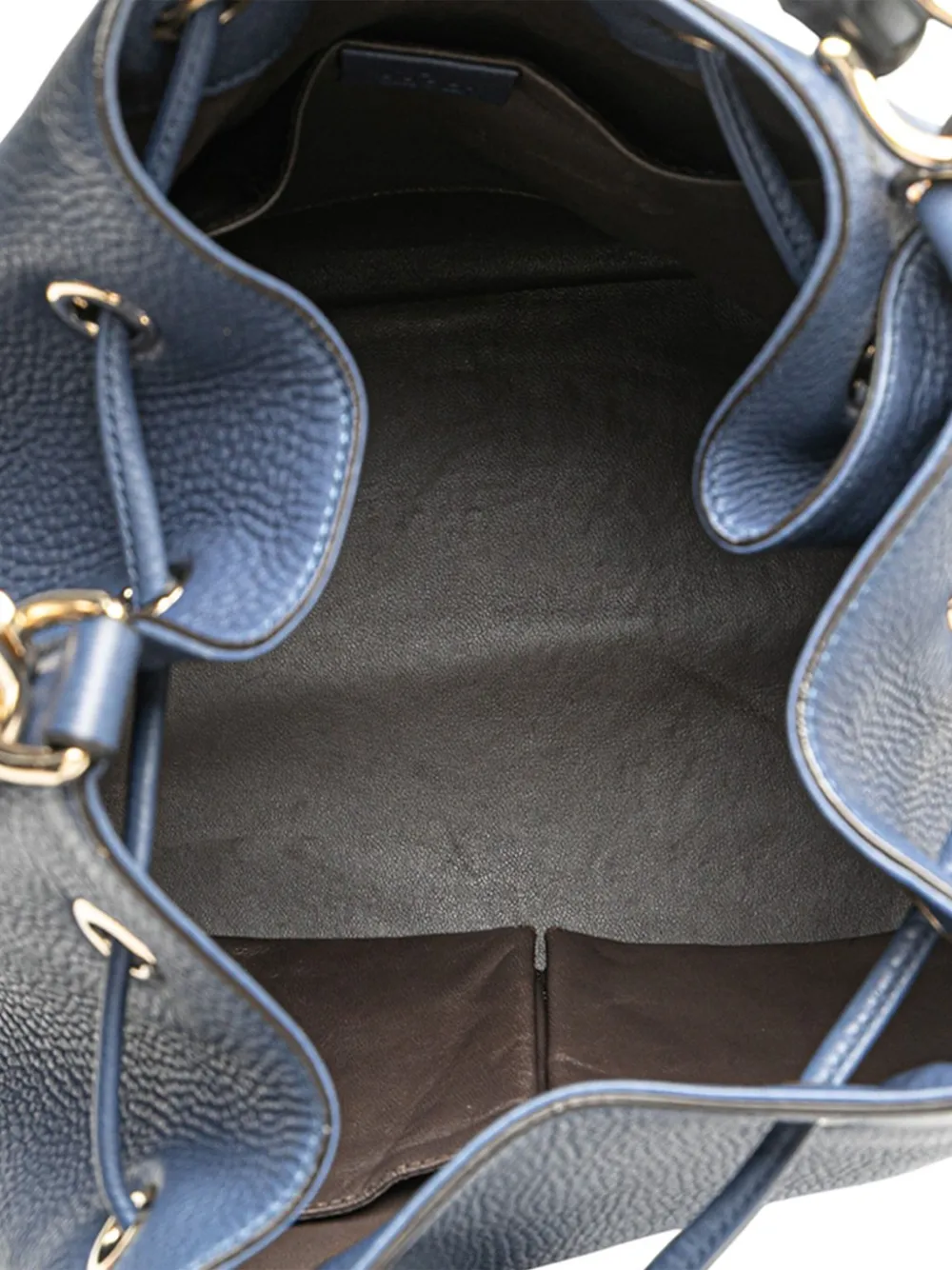 Pre-owned Gucci 2000-2015 Leather Miss Bamboo Tassel Bucket Bag In Blue
