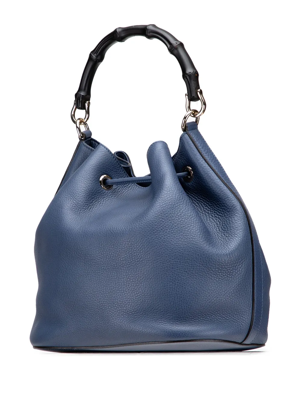 Pre-owned Gucci 2000-2015 Leather Miss Bamboo Tassel Bucket Bag In Blue