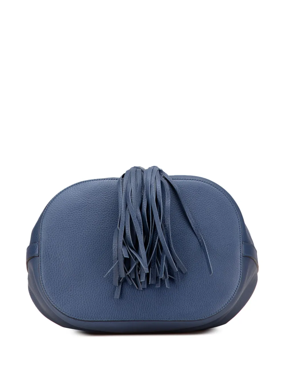 Pre-owned Gucci 2000-2015 Leather Miss Bamboo Tassel Bucket Bag In Blue