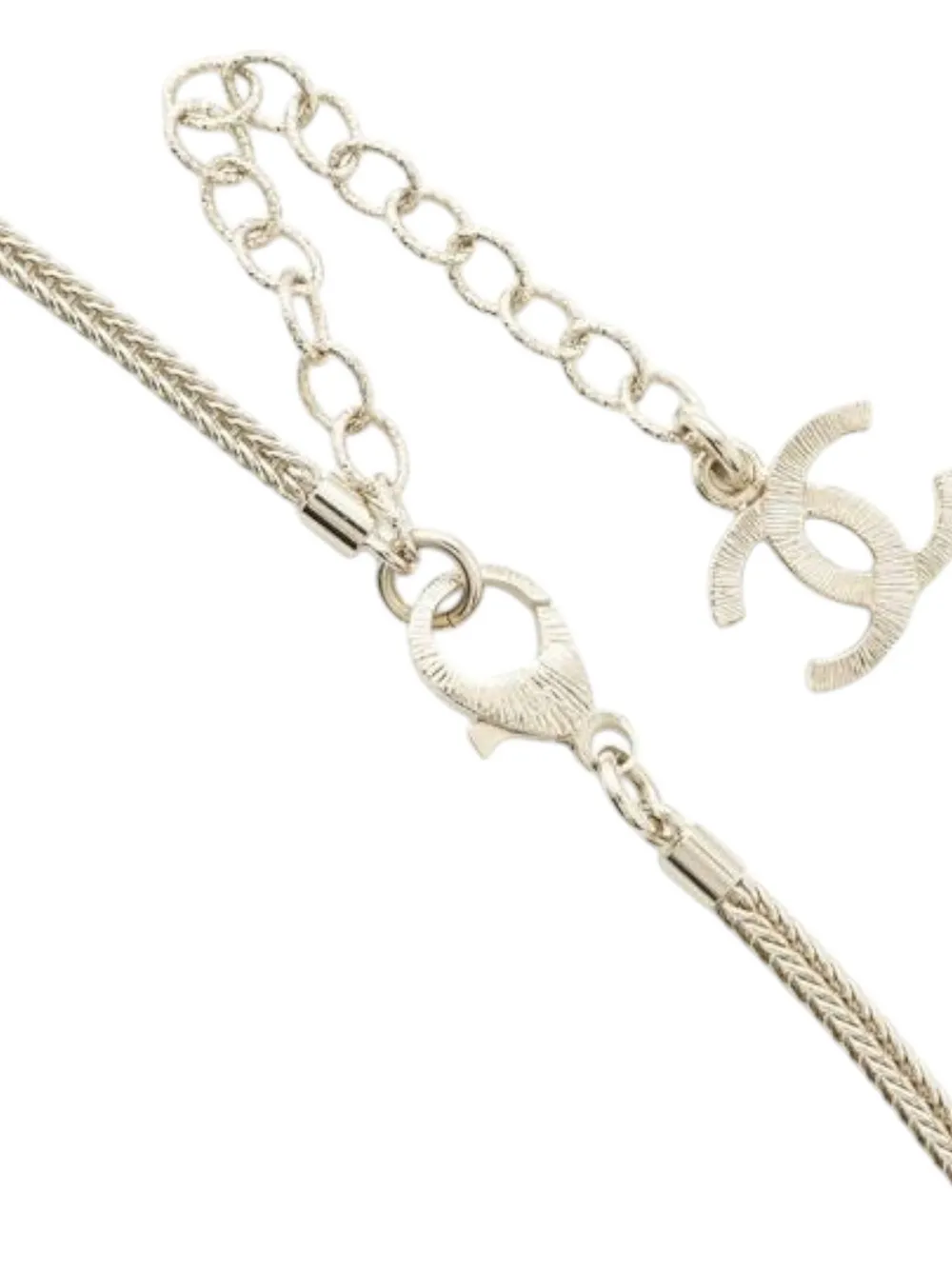 Pre-owned Chanel 2024 Gold Plated Cc Rhinestone Pendant Necklace Costume Necklace