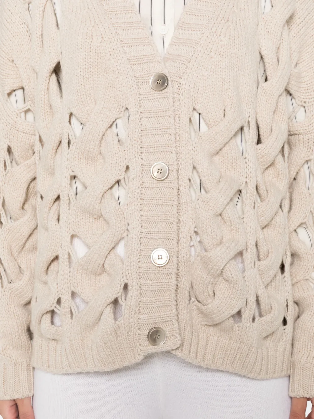 Ely Ely Alanis Buttoned Cardigan In Neutral