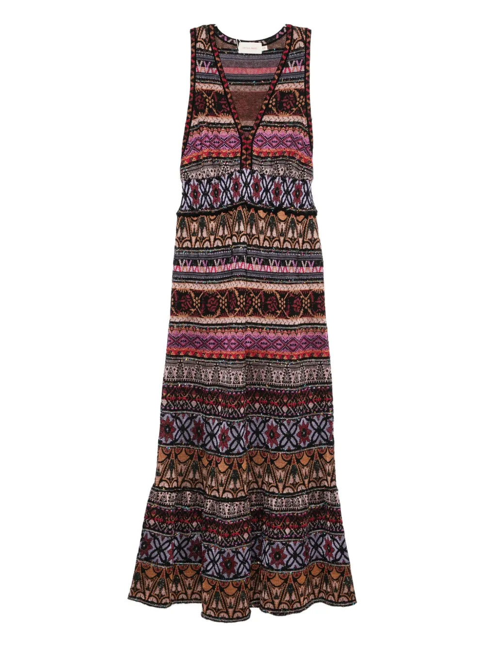 Cecilia Prado Celia Geometric Pattern V-neck Dress In Pink