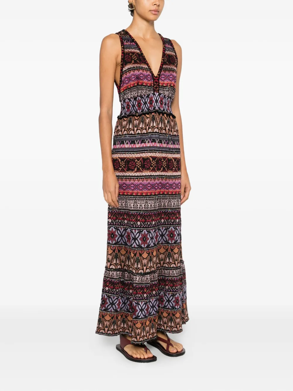 Cecilia Prado Celia Geometric Pattern V-neck Dress In Pink