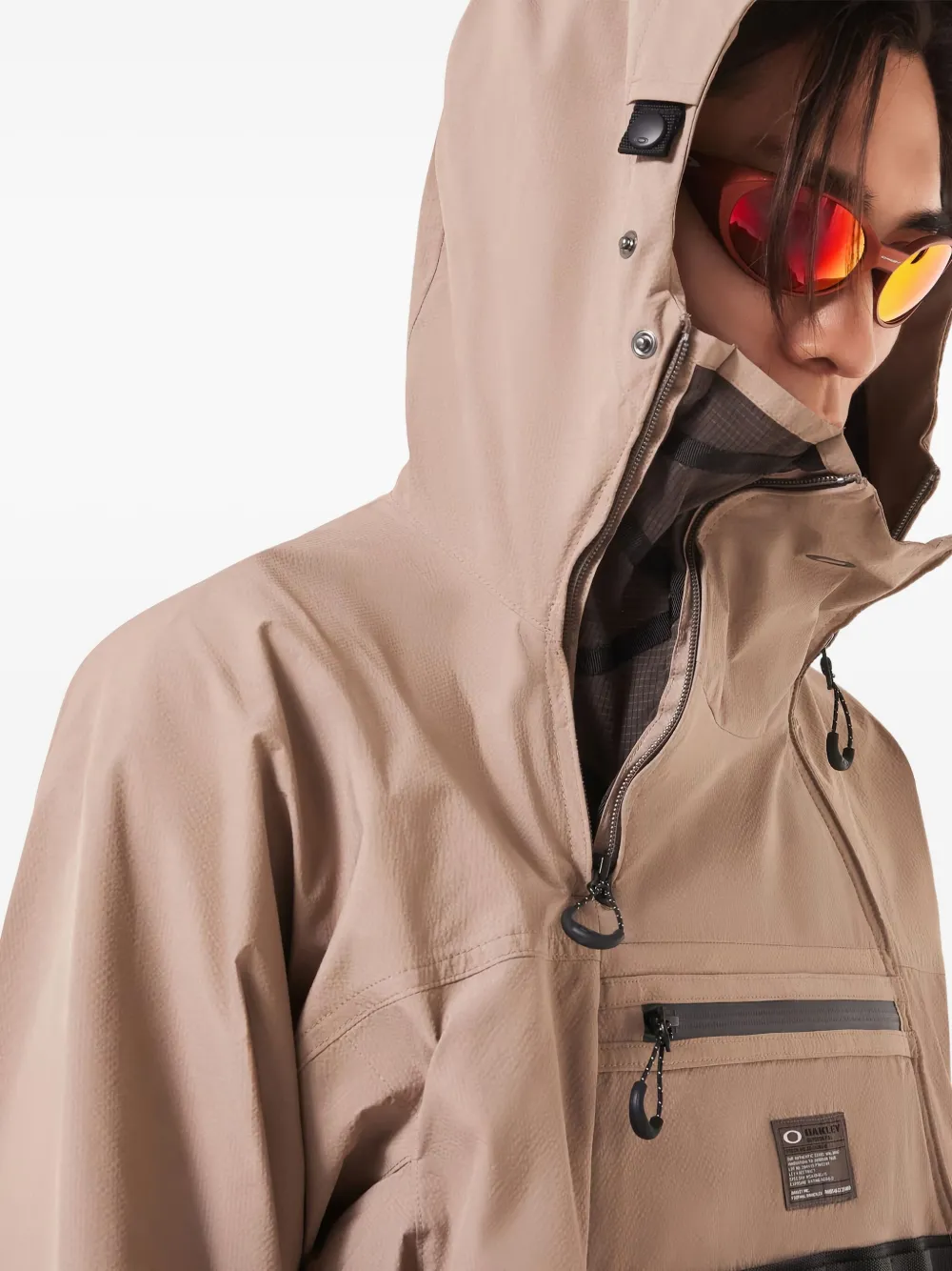 Oakley Mens Fgl Stroke Hooded Woven Anorak Bark In Neutral