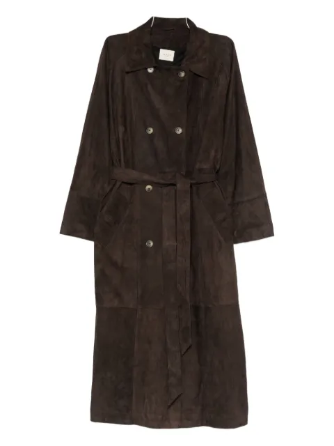 mara bini leather double-breasted coat